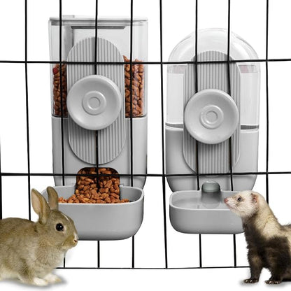Lemtrflo Rabbit Feeder, Bunny Water Bottle Dispenser, Pet Cage Food Bowl | Suitable for Rabbits, Guinea Pigs, Ferrets, Cat and Other Small Pets