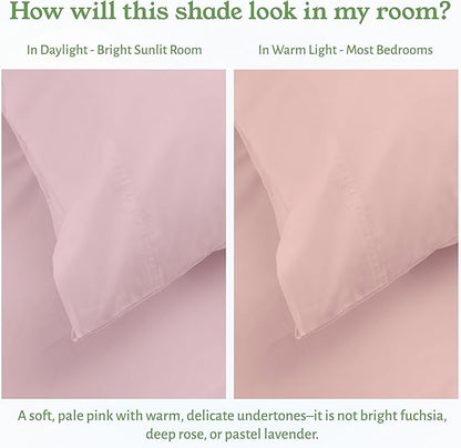 California Design Den 100% Organic Cotton King Size Pillow Case Set of 2 - Soft & Crisp Percale Organic Pillow Cases, Fits King Pillows (Pink - Chalky Tone) Pillow Cases