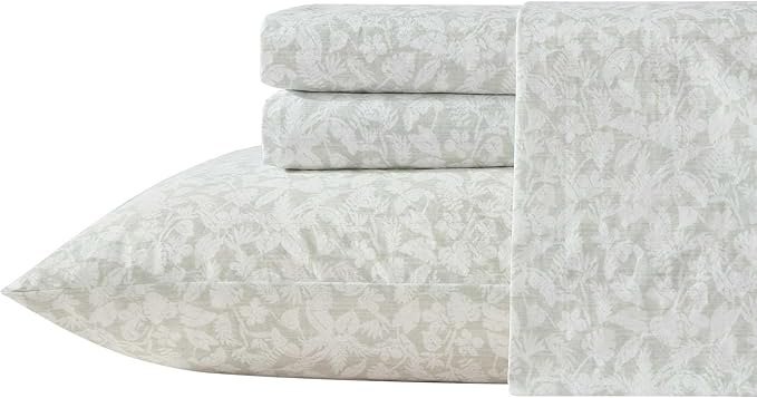 Tommy Bahama - King Size Sheet Set, 100% Cotton Percale Bedding with a Crisp & Cool Feel, Bed Sheets with Matching Fitted Sheet & Pillowcases (Palm Day Green)