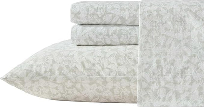 Tommy Bahama - King Size Sheet Set, 100% Cotton Percale Bedding with a Crisp & Cool Feel, Bed Sheets with Matching Fitted Sheet & Pillowcases (Palm Day Green)