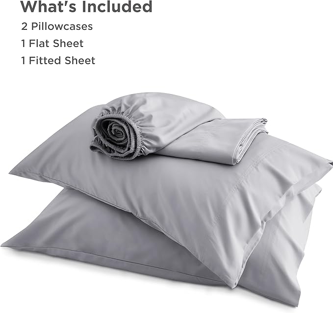 Bedsure California King Sheet Sets, Cooling Sheets, Rayon Derived from Bamboo, PureWoven, Breathable & Soft, Deep Pocket Up to 16 Inches, Hotel Luxury Silky Bedding for Hot Sleepers, Silver Grey