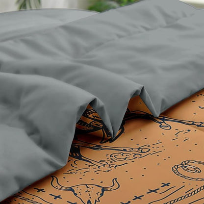 Comforter Set Queen Size, Western Cowboy Retro 7 Pcs Bedding for Kids and Adults, Vintage Horse Animal Bed Sheet Sets with Fitted Sheet 2 Pillowcases & 2 Shams for Bedroom Bed Decor