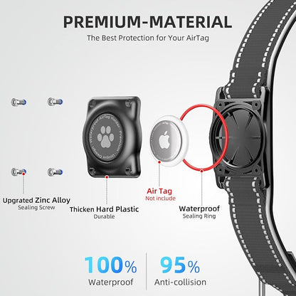 Upgrade Dog Collar with AirTag Holder, IP68 Waterproof, Ebony, S | Built-in Water Resistant AirTag holder, 1000D Nylon, Reflective Stitching for Night Visibility, Soft padding for Comfort