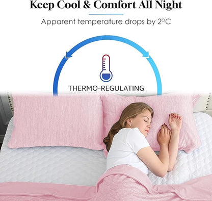 CHOSHOME Cooling Pillow Cases Zipper Pillow Covers Q-Max > 0.45 Zippered Pillowcases for Hot Sleepers, Soft, Breathable, Skin-Friendly, 4 Pack (Queen, 20"x30", Pink)