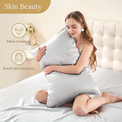 INFIIXSO Mulberry Silk Pillow Case King Size, Silk Pillowcase with Hidden Zipper 20"x36", Extraordinary Smooth and Soft Pillow Cases for Hair and Skin(Light Grey, 1 Pack)