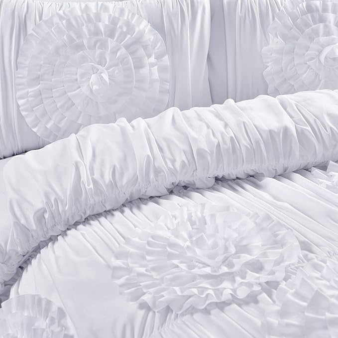 Lush Decor 3 Piece Serena Comforter Set, King, White