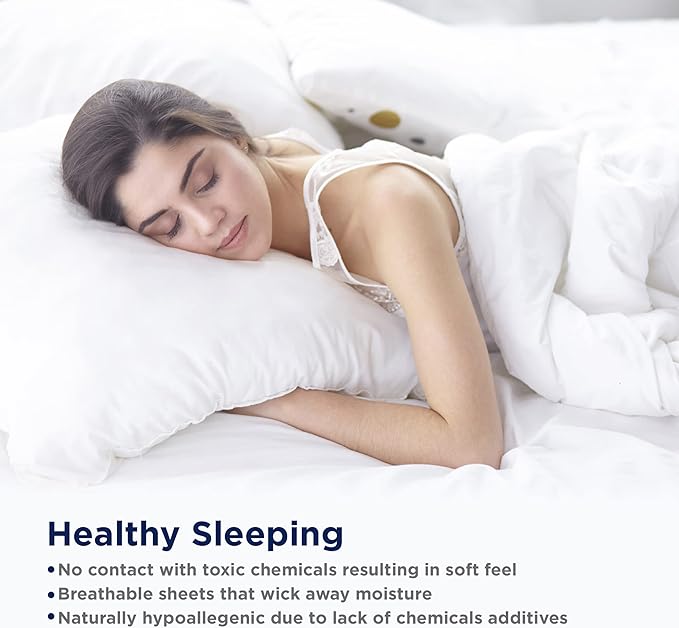 LANE LINEN Striped Sheets Set - 100% Egyptian Cotton 4 Piece Bed for Queen Size Hotel Bedding & Pillowcases 16" Deep Pocket (Fits Upto 17" Mattress) Ivory