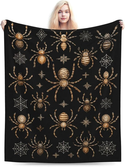 Gothic Spider Blanket Super Soft Warm Fluffy Fleece Flannel Insect Throw Blanket Cozy Fuzzy Plush Stuff Bedding Blankets Gifts for Women Kids Boys Girls Adults 60"X50"