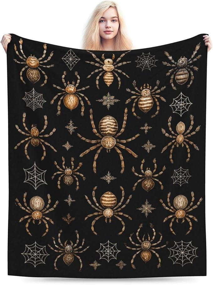 Gothic Spider Blanket Super Soft Warm Fluffy Fleece Flannel Insect Throw Blanket Cozy Fuzzy Plush Stuff Bedding Blankets Gifts for Women Kids Boys Girls Adults 80"X60"