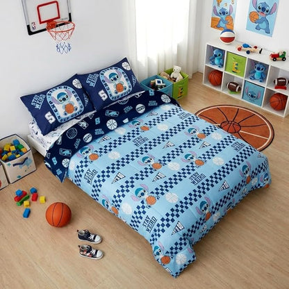 Northwest Disney Lilo & Stitch Full Size Comforter Set, 5 Piece Reversible Design Ultra Soft Fade Resistant Microfiber Kids Bedding Set, Officially Licensed