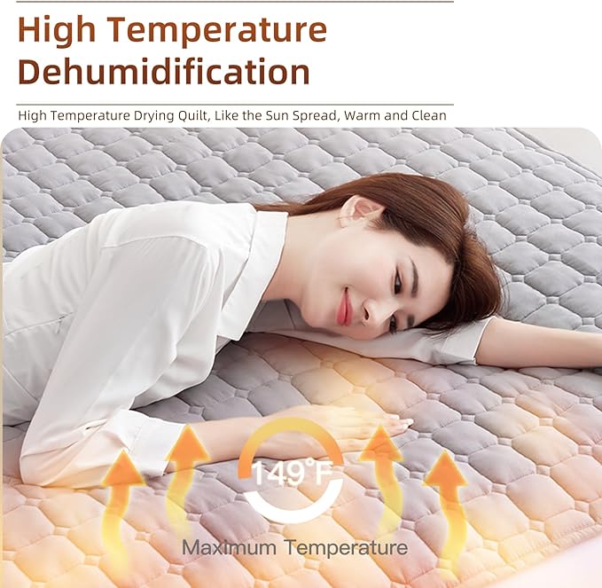 Water Heated Mattress Pad Queen - Wireless Electric Bed Warmer with Quilted Cotton Cover, Fast Heating Water Circulation System & Soft Microfiber Blanket