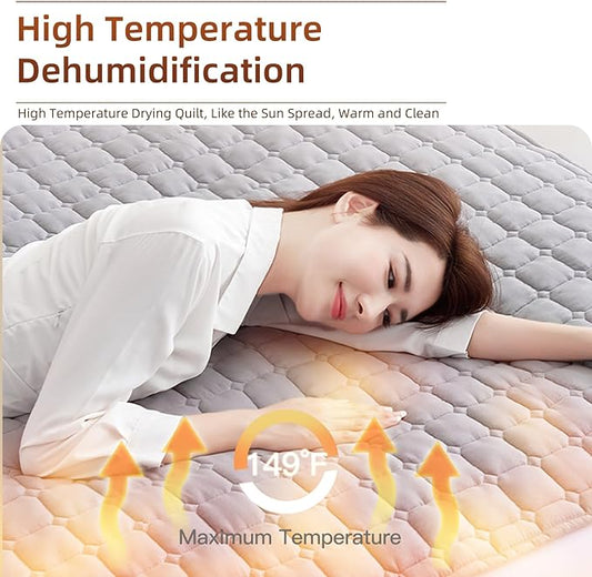 Water Heated Mattress Pad Queen - Wireless Electric Bed Warmer with Quilted Cotton Cover, Fast Heating Water Circulation System & Soft Microfiber Blanket