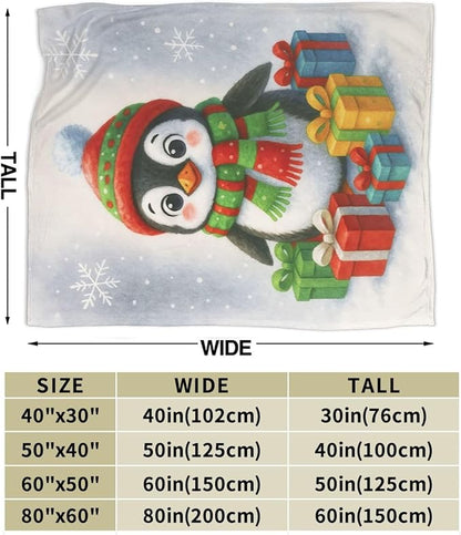 Christmas Penguin Blanket Super Soft Warm Fluffy Fleece Flannel Animal Throw Blanket Cozy Fuzzy Plush Stuff Bedding Blankets Gifts for Women Kids Boys Girls Adults 60"X50"
