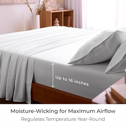 Mellanni Queen Sheet Set - 6-Piece Iconic Collection Bedding, (Including 4 Pillowcases), 16-Inch Deep Pocket, Easy Care, Extra Soft, Cooling Sheets, Brushed Microfiber - White (Pack of 2)
