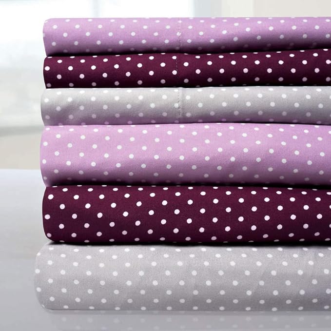 Supreme Collection Twin Sheet Sets - Polka Dot Gray, Luxury Hotel Quality, Extra Soft, Elastic Corner Straps, Deep Pocket, Twin