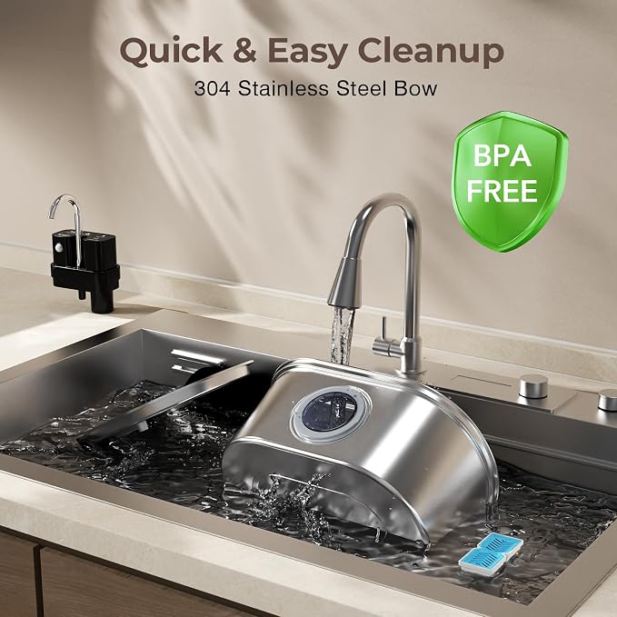 PEKTACO Wireless Cat Water Fountain, 108oz/3.2L Stainless Steel, 3 Filters | 3 smart modes, 25 dB quiet pump, multi-layer filtration, BPA-free parts, dishwasher-safe bowl, easy-clean for daily use