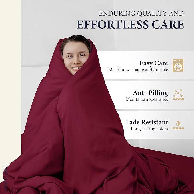 Ashton Sheets 100% Egyptian Cotton Sheets California King Size - 1200 Thread Count Cal King Sheet Set Egyptian Cotton, 4 PC Luxury Bedsheet (Burgundy), Soft, Cooling, 17" Deep Pocket Bedsheet Set