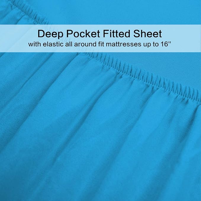 Best Season 4 Piece Bed Sheet Set (Queen,Dark Teal 1 Flat Sheet,1 Fitted Sheet and 2 Pillow Cases,100% Brushed Microfiber 1800 Luxury Bedding,Deep Pockets,Extra Soft & Fade Resistant