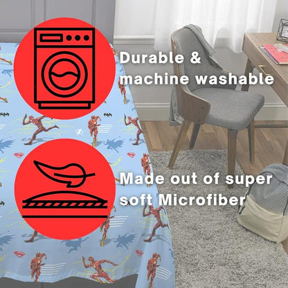 WB The Flash Movie DC Comics Super Soft Comforter and Sheet Set with Sham, 5 Piece Twin Size, (Official Licensed Product) by Franco