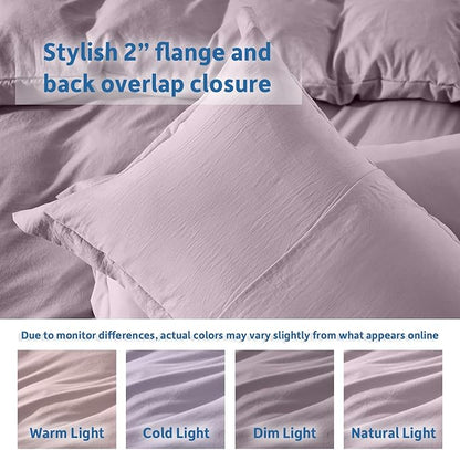 Nestl Dusty Purple Duvet Cover Full Size - Soft Prewashed Full Size Duvet Cover Set, 3 Piece, with Zipper Closure, 1 Duvet Cover 80x90 inches and 2 Pillow Shams