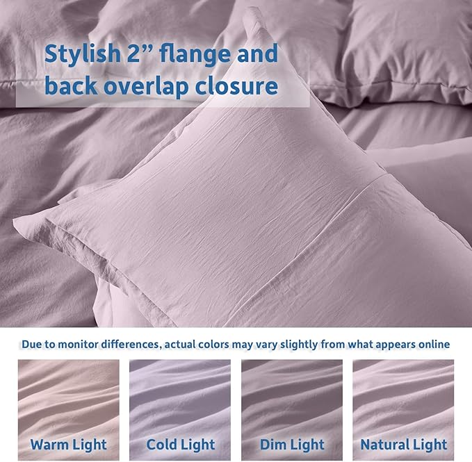 Nestl Dusty Purple Duvet Cover King Size - Soft Prewashed King Duvet Cover Set, 3 Piece, with Zipper Closure, 1 Duvet Cover 104x90 inches and 2 Pillow Shams