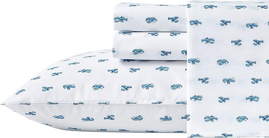 Nautica - Twin Sheet Set, Crisp & Tailored Cooling Sheets with a Smooth Cotton Percale Lightweight Feel - Bed Sheets with Matching Pillowcase & Fitted Sheet (Cloyster Blue)