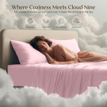 Utopia Bedding Twin Sheet Set – 3 Piece Bed Sheets for Twin Size Bed, Soft and Breathable Microfiber, Includes 1 Fitted Sheet, 1 Flat Sheet and 1 Pillowcase – Oeko Tex (Crystal Pink)