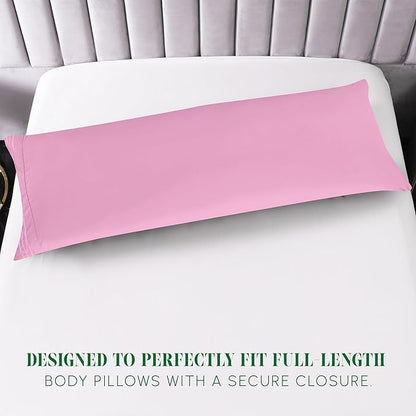 Elegant Comfort Luxury Ultra-Soft 1-Piece Body Pillowcase - 1500 Premium Hotel Quality Microfiber Double Brushed - Wrinkle Resistant, Body Pillowcase Size, Light Pink