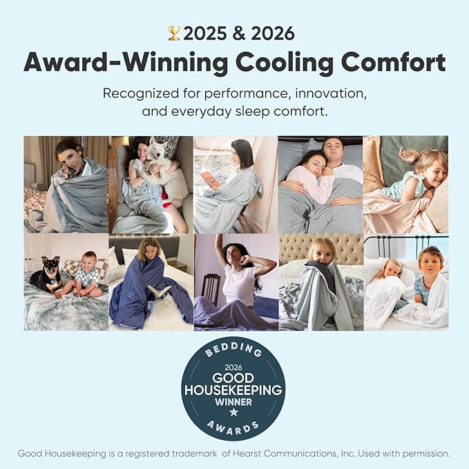 Elegear Revolutionary Cooling Blanket Queen, Absorbs Heat to Keep Body Cool for Night Sweats, Double Sided Arc-Chill3.0 Cooling Fiber Q-Max>0.5, Lightweight Summer Cold Blankets for Sleeping 79“ x 86”