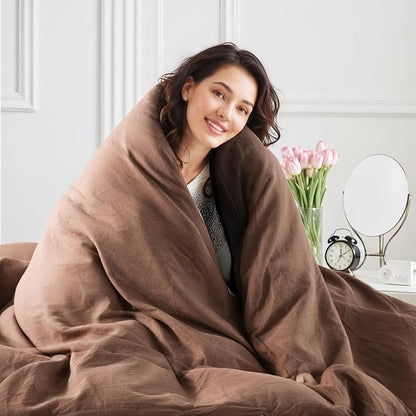 NEXHOME PRO Duvet Cover Set King 100% Washed Cotton Linen-Like Texture, Comfortable & Breathable, Home Bedding Set (No Comforter) 10490N