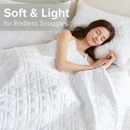 Comfort Spaces King Quilt Set Modern Reversible Diamond Coverlet King Bedding Set Cozy Quilted Winter Layer, All Season Lightweight Soft King Size Quilt, Kienna, White Diamond 3 Piece
