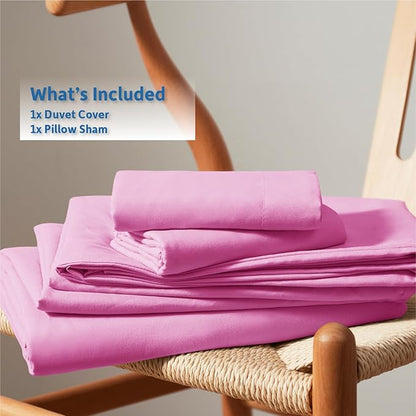 Nestl Twin Duvet Cover Set - Soft Double Brushed Light Pink Duvet Cover Twin XL, 2 Piece, with Button Closure, 1 Duvet Cover 68x90 inches and 1 Pillow Sham