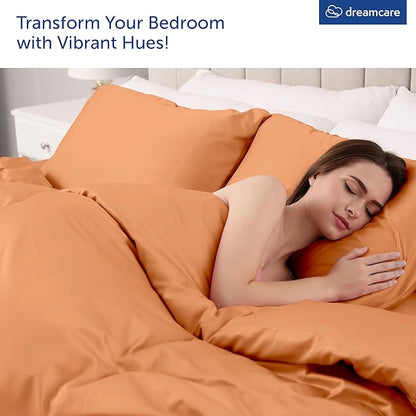 DREAMCARE Queen Sheet Set – 6 pcs Cooling Bed Sheets – up to 15” Deep Sheets Queen Size Bed Set – 2500 Supreme Collection – Extra Soft 100% Brushed Microfiber Hotel Luxury with Side Pocket, Terracota