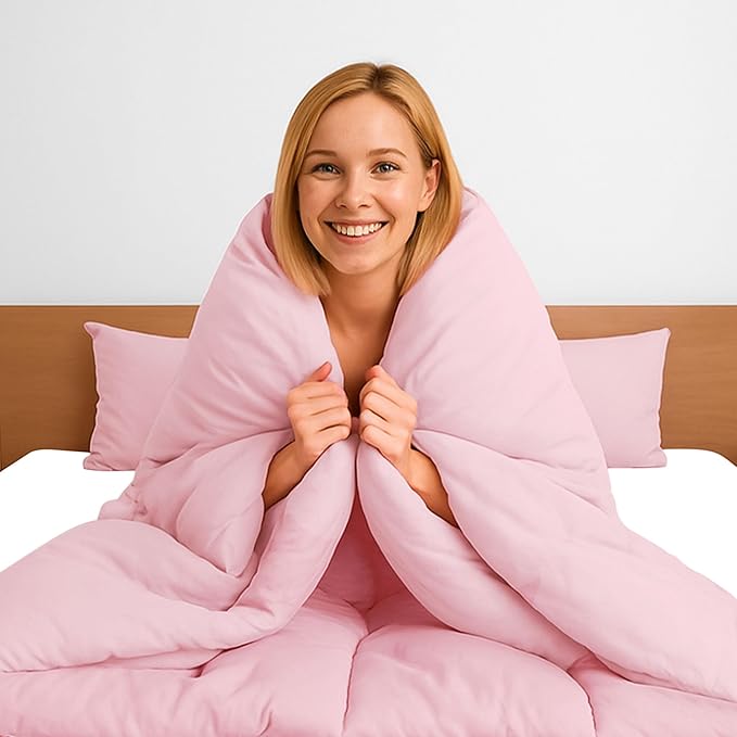 Pure Bedding Duvet Cover Twin/Twin XL Size - 2 Pieces Extra Soft Bedding Set, Includes 1 Twin Duvet Cover 68x90 Inches with Zipper Closure & 1 Pillow Sham, Comforter Not Included, Baby Pink