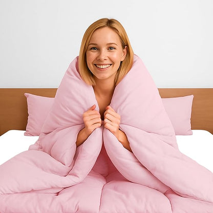 Pure Bedding Duvet Cover Twin/Twin XL Size - 2 Pieces Extra Soft Bedding Set, Includes 1 Twin Duvet Cover 68x90 Inches with Zipper Closure & 1 Pillow Sham, Comforter Not Included, Baby Pink