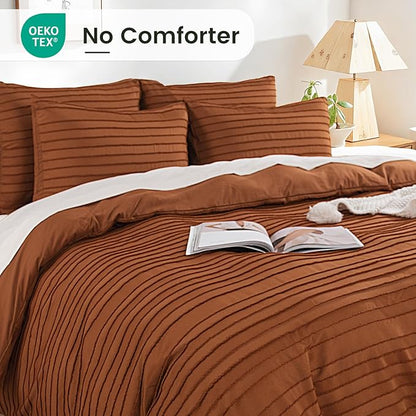 NEXHOME PRO Duvet Cover Full,Brunt Orange 3 Pieces Boho Tufted Duvet Cover Set, Soft and Lightweight 100% Washed Microfiber Comforter Cover Set for All Season(Brunt Orange Full, 80 x 90)-No Comforter