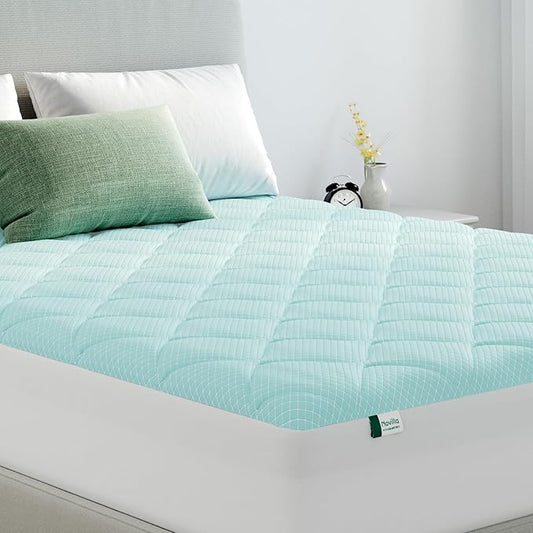 Novilla Cooling Mattress Topper Twin Size, Cooling Factors Infused Mattress Pad for Hot Sleepers, Breathable Mattress Cover with Deep Pocket, Soft Down Alternative Bed Topper for Back Pain Relief