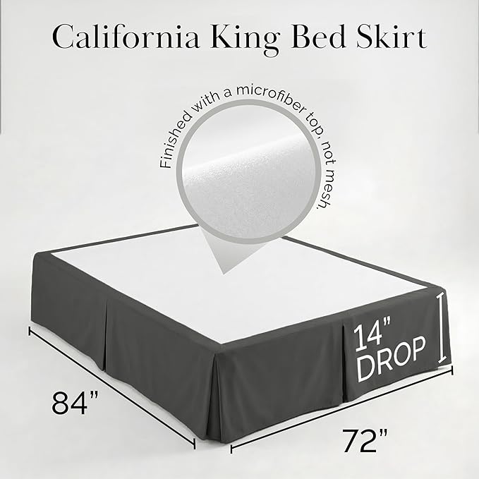 Southshore Fine Living, Inc. Hotel Quality California King Bed Skirt - 14" Drop, Elegant Pleated Design, Premium Dust Ruffle/Cal King Bed Skirt, Easy Care, Luxury Bed Skirt Cal King Size, Slate
