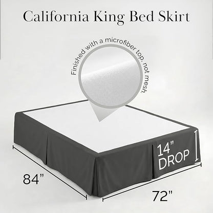 Southshore Fine Living, Inc. Hotel Quality California King Bed Skirt - 14" Drop, Elegant Pleated Design, Premium Dust Ruffle/Cal King Bed Skirt, Easy Care, Luxury Bed Skirt Cal King Size, Slate