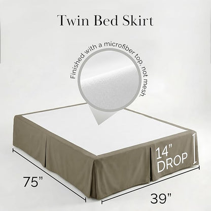 Southshore Fine Living, Inc. Hotel Quality Twin Bed Skirt - 14" Drop, Elegant Pleated Design, Premium Dust Ruffle/Twin Size Bed Skirt, Easy Care, Luxury Bed Skirt Twin Size, Dark Taupe