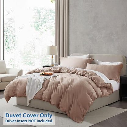Nestl Twin Duvet Cover Set - Soft Prewashed Khaki Duvet Cover Twin/Twin XL, 2 Piece, with Zipper Closure, 1 Duvet Cover 68x90 inches and 1 Pillow Sham