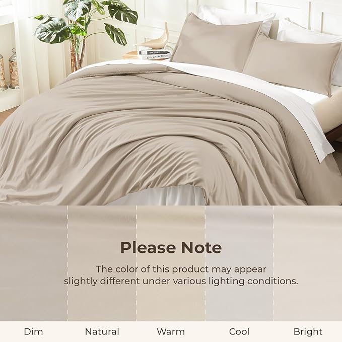 Litanika Comforters Twin XL Size Khaki, 2 Pieces Lightweight Solid Bedding Set & Collections, All Season Fluffy Bed Set (68x92 Inches Comforter & 1 Pillowcase)