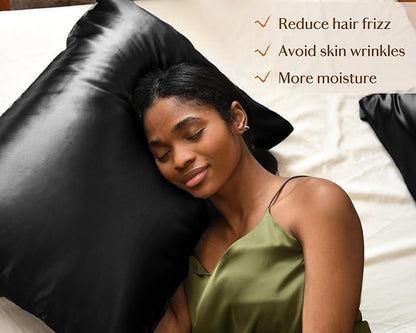 YANIBEST Satin Pillowcase for Hair and Skin Care Silk Pillowcas 2 Pack Queen Size Pillow Cases Set of 2 -Satin Cooling Pillow Covers with Hidden Zipper Floral Print, Standard 20"x26"