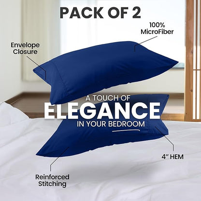 Utopia Bedding Standard Pillow Cases - 2 Pack - Envelope Closure - Soft Brushed Microfiber Fabric - Shrinkage and Fade Resistant Pillow Covers Standard Size 20 X 26 Inches (Standard, Royal Blue)