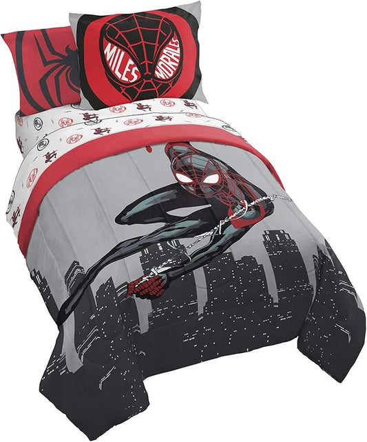 Jay Franco Marvel Miles Morales New Kid 7 Piece Full Bed Set - Includes Comforter & Sheet Set Bedding - Super Soft Fade Resistant Microfiber (Official Marvel Product)