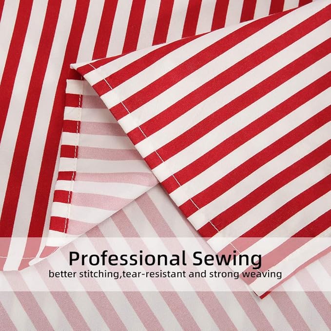 Best Season Ticking Stripe Sheet Set,4 Piece Full Size Microfiber Bedding,Burgundy Red and White Pinstripe Patterned,Deep Pocket