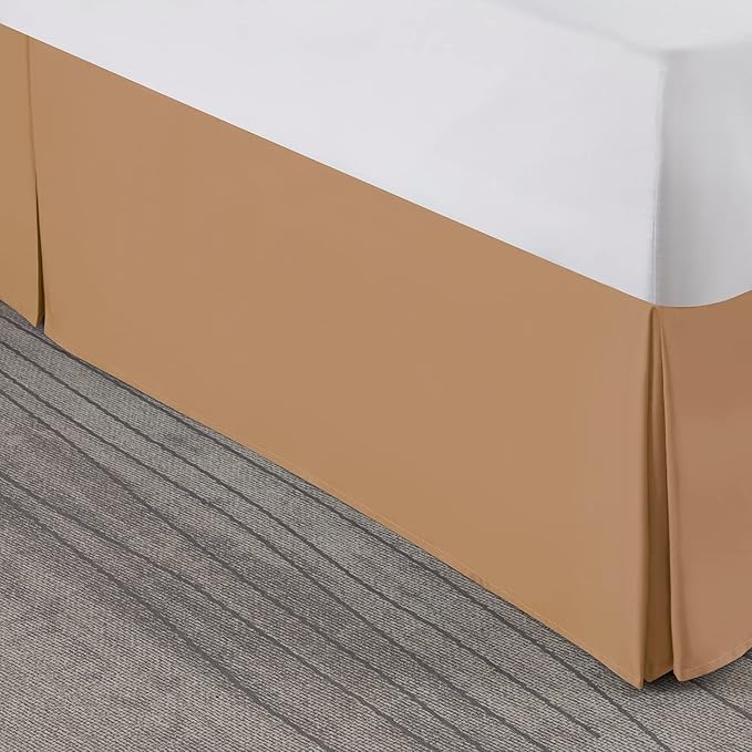 Nestl Light Brown Twin Bed Skirt - Twin Size Bed Skirt 14 Inch Drop - Brushed Microfiber Bed Skirts - Hotel Quality Pleated Bed Skirt - Shrinkage & Fade Resistant