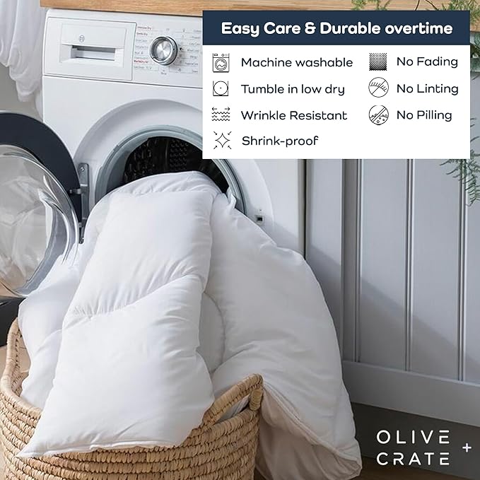 Olive + Crate 100% Viscose derived from Bamboo Comforter Outer Shell - Extra Thicker and Heavier Queen Size - Cooling Blanket, Hypoallergenic & Moisture Wicking Bedding - Winter Comforter (88" x 90")