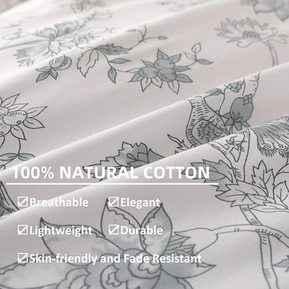 OAITE Duvet Cover Set,100% Cotton Comforter Cover with Leaf Pattern Duvet Cover Set,Soft Bedding Set Includes with 3 Piece (2 Pillow Shams,1 Duvet Cover)