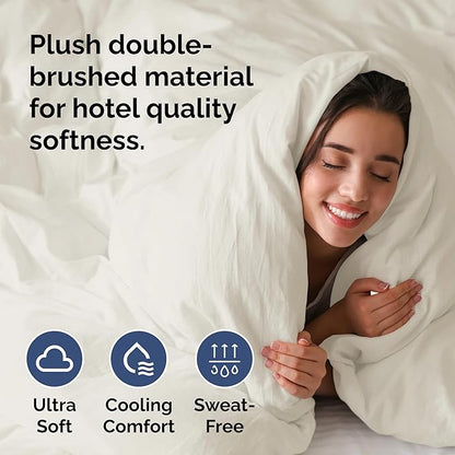 Duvet Cover Full Size Set - Extra Soft Full Duvet Cover 80" x 90" with 2 Pillow Shams - Hotel Luxury, Easy Care and Fade Free w/ Zipper Closures & Ties - All Season, Comfy, Cozy & Breathable (Ivory)